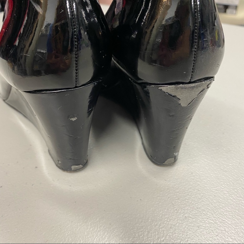 J Crew Factory Patent Leather Black Wedge Heel 7.5 - Picture 3 of 7